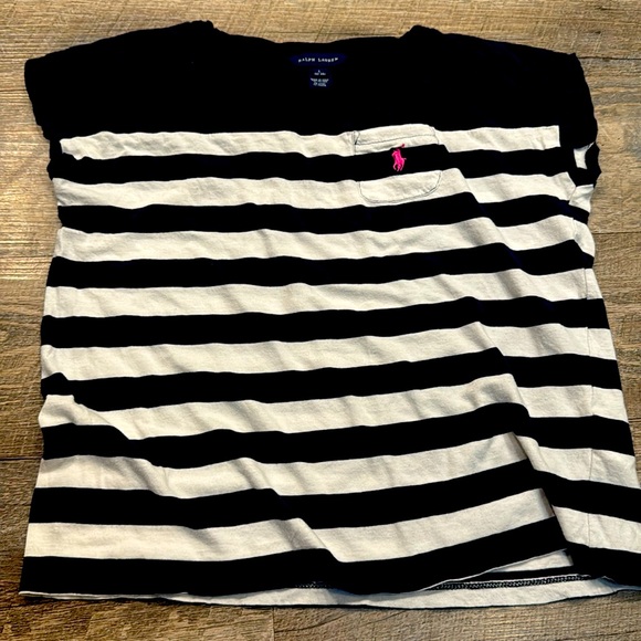 Ralph Lauren kids 12 to 14 navy and white striped shirt - Picture 1 of 2